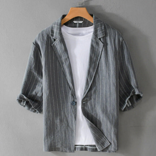 Benjamin Loose Striped Linen Shirt - Zekira