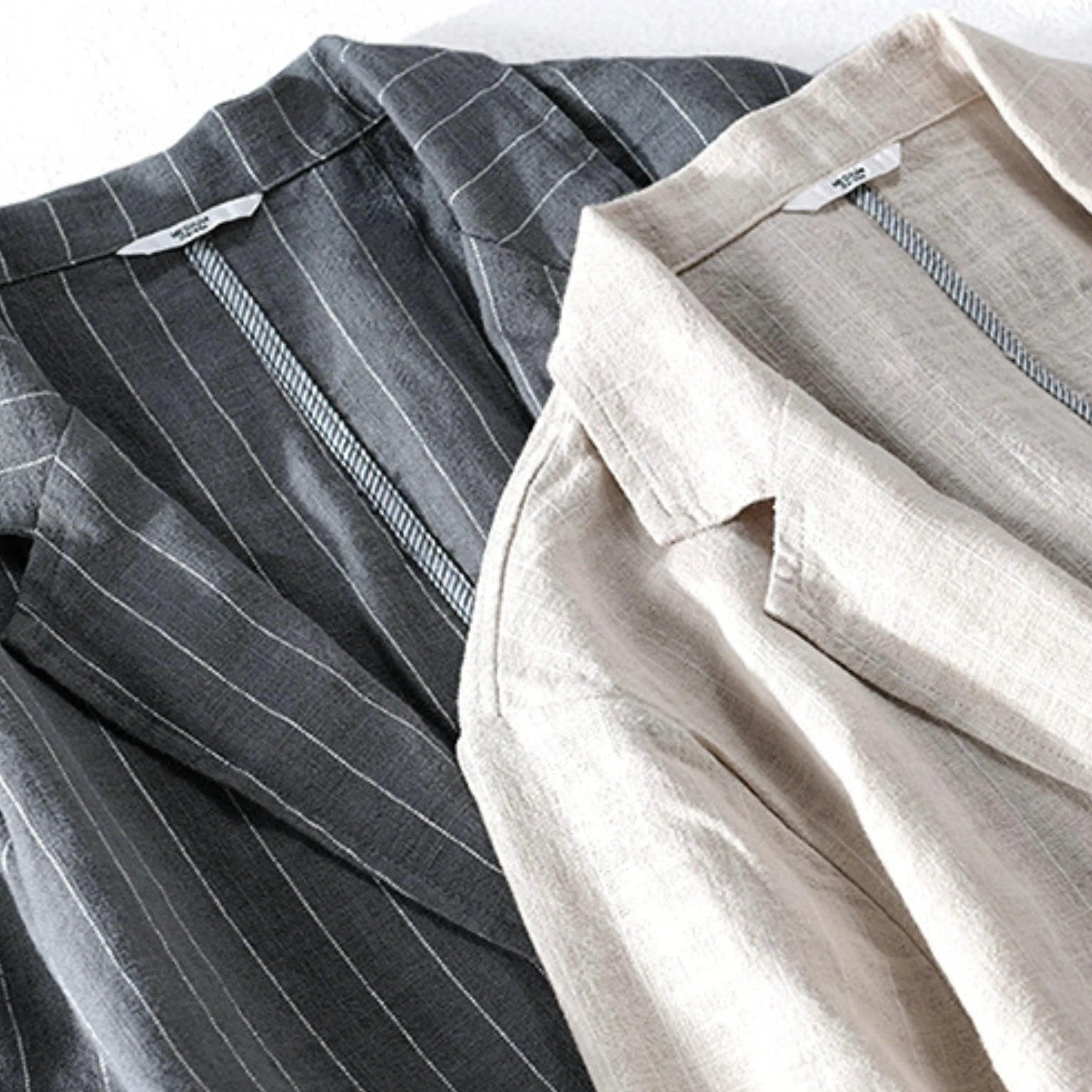 Benjamin Loose Striped Linen Shirt - Zekira